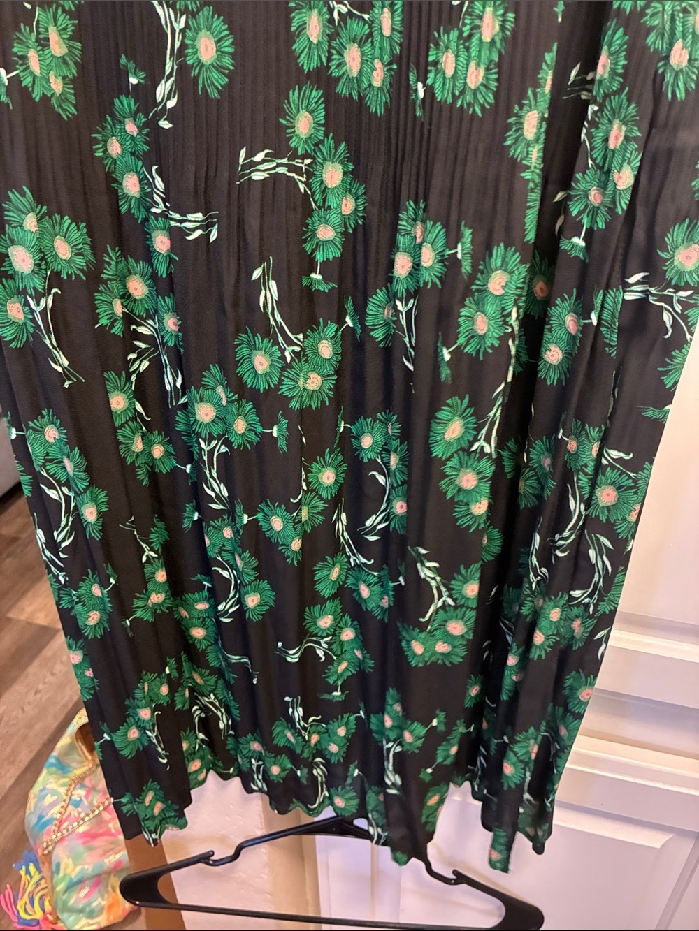 Topshop Black Crystal Floral Pleated Midi Skirt with tie belt - Picture 8 of 11